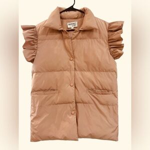 BUCKETLIST Blush-Pink Ruffled Shortsleeve Puffer Jacket